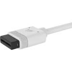 כבל CORSAIR iCUE LINK – כבל יחיד באורך 600 מ״מ עם חיבור ישר וחיבור זווית 90°, צבע לבן