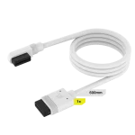 כבל CORSAIR iCUE LINK – כבל יחיד באורך 600 מ״מ עם חיבור ישר וחיבור זווית 90°, צבע לבן