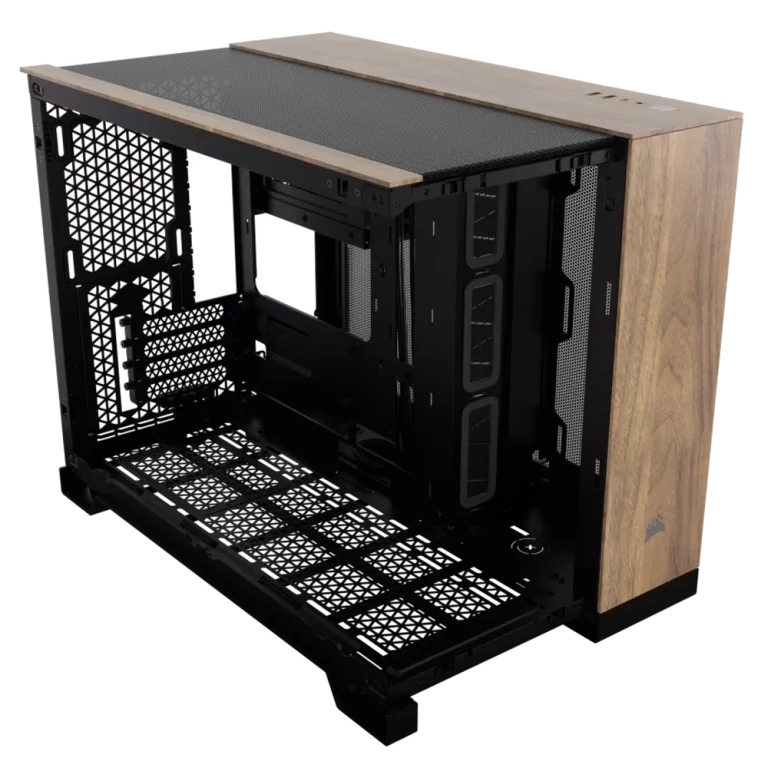 מארז CORSAIR 6500X Mid‑Tower Dual Chamber – שחור עם פאנלים מעץ אגוז