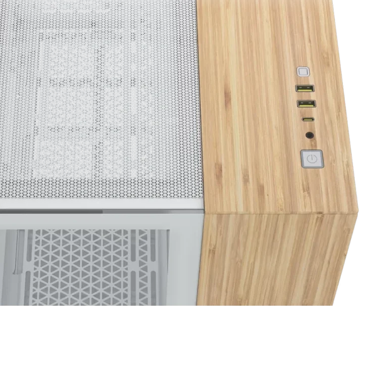 מארז מחשב Corsair 2500X Micro ATX - דגם Dual Chamber בלבן + דמוי עץ במבוק