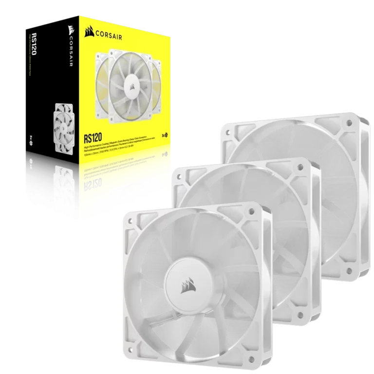 שלישיית מאווררים RS120 120mm מבית CORSAIR – לבן