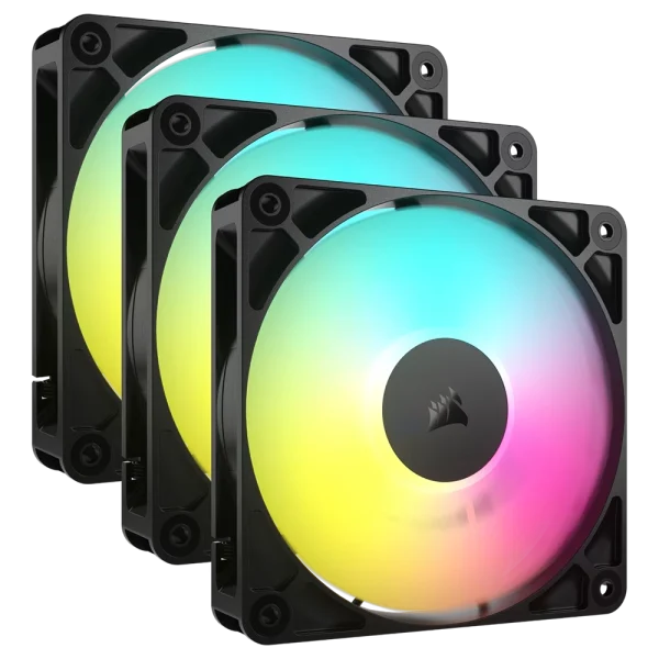 שלישיית מאווררי RGB RS120 120mm  מבית CORSAIR –  שחור