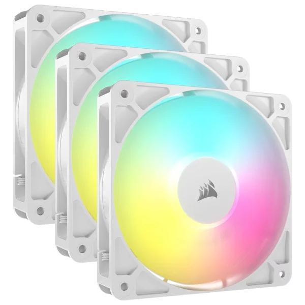 שלישיית מאווררי RGB RS120 120mm  מבית CORSAIR – לבן