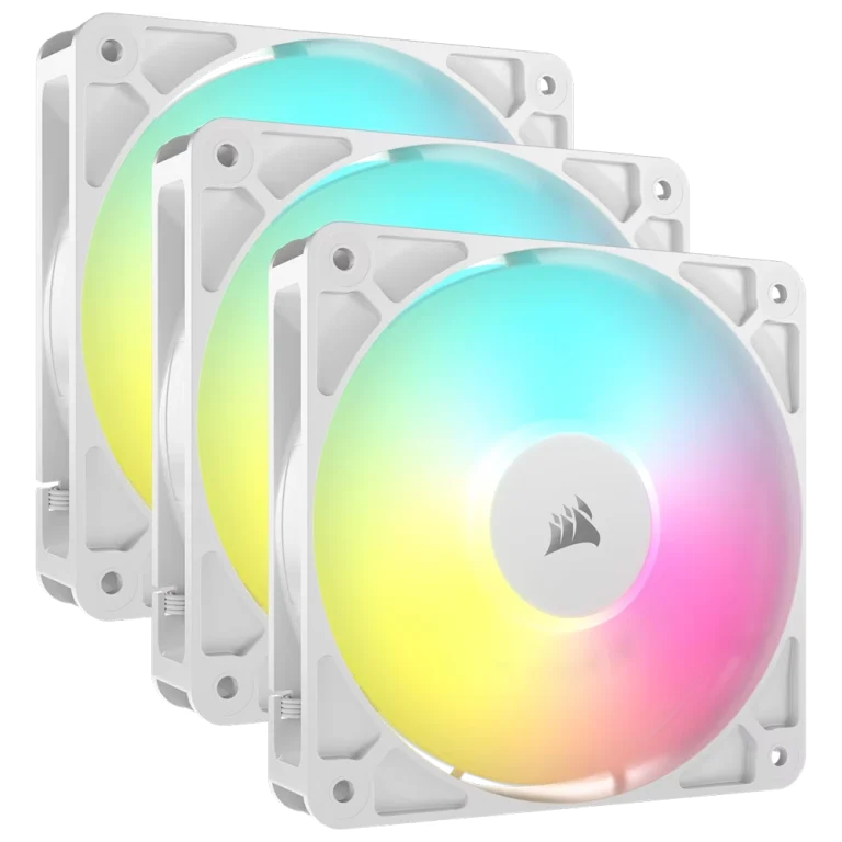 שלישיית מאווררי RGB RS120 120mm  מבית CORSAIR – לבן