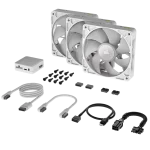 סט מאווררים CORSAIR iCUE LINK RX120 RGB – שלישיית מאווררי 120 מ"מ PWM בצבע לבן