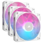 סט מאווררים CORSAIR iCUE LINK RX120 RGB – שלישיית מאווררי 120 מ"מ PWM בצבע לבן