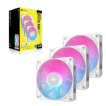 סט מאווררים CORSAIR iCUE LINK RX120 RGB – שלישיית מאווררי 120 מ"מ PWM בצבע לבן