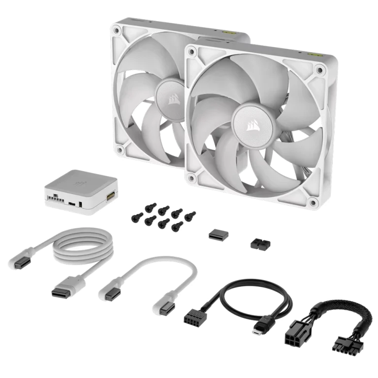 CORSAIR RX140 RGB iCUE LINK – זוג מאווררי 140 מ"מ PWM ובקר לבן