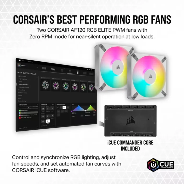 קירור נוזלי למעבד 240 מ"מ – CORSAIR iCUE H100i ELITE CAPELLIX XT לבן