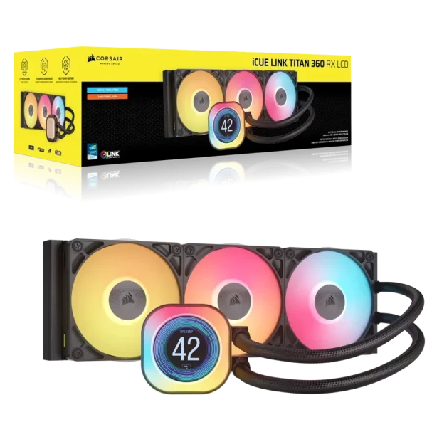 קירור נוזלי למעבד iCUE LINK TITAN RX 360 LCD מבית CORSAIR – שחור
