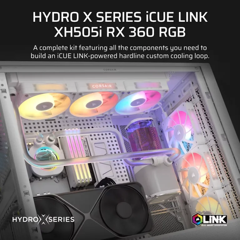 ערכת קירור דגם HYDRO X SERIES iCUE LINK XH505i RX 360 RGB בצבע לבן מבית Corsair