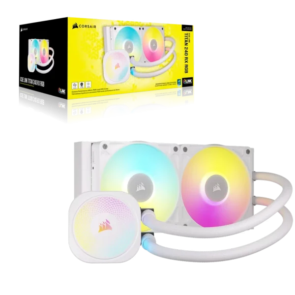 קירור נוזלי למעבד CORSAIR iCUE LINK TITAN 240 RX RGB – לבן