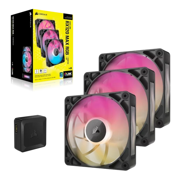 סט מאווררים iCUE LINK RX120 MAX RGB 120mm מבית CORSAIR שחור