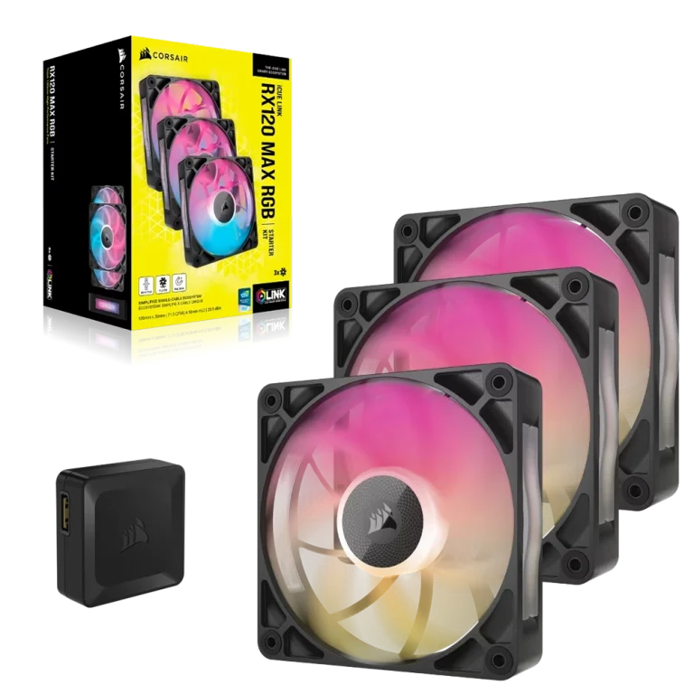 סט מאווררים iCUE LINK RX120 MAX RGB 120mm מבית CORSAIR שחור