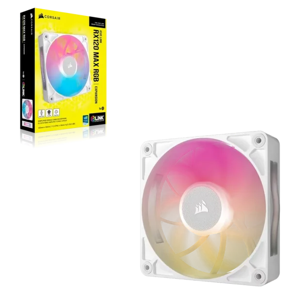 מאוורר RX120 MAX RGB 120mm מבית CORSAIR לבן