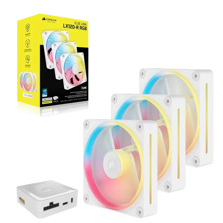 סט מאווררים iCUE LINK LX120‑R RGB 120mm מבית CORSAIR לבן