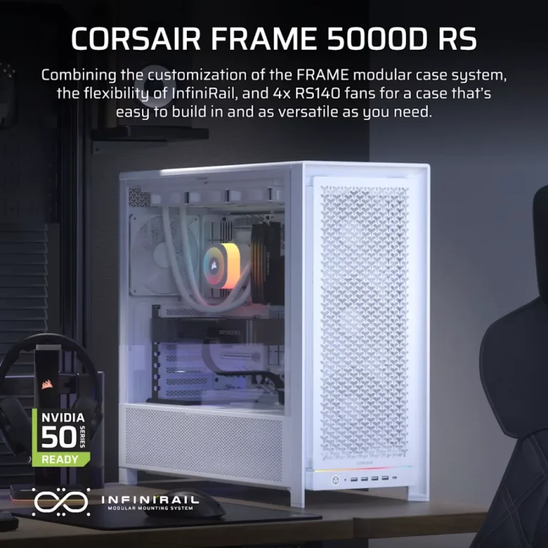 מארז מחשב Mid-Tower דגם FRAME 5000D RS High-Airflow בצבע לבן מבית Corsair