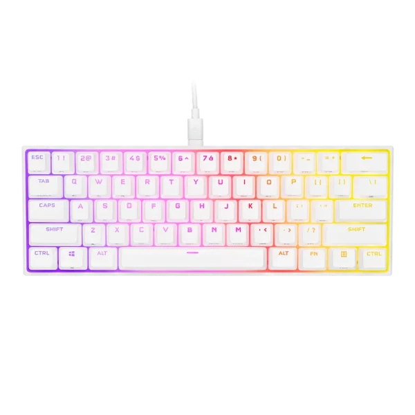 מקלדת מכנית לבנה CORSAIR K65 White RGB MINI 60%