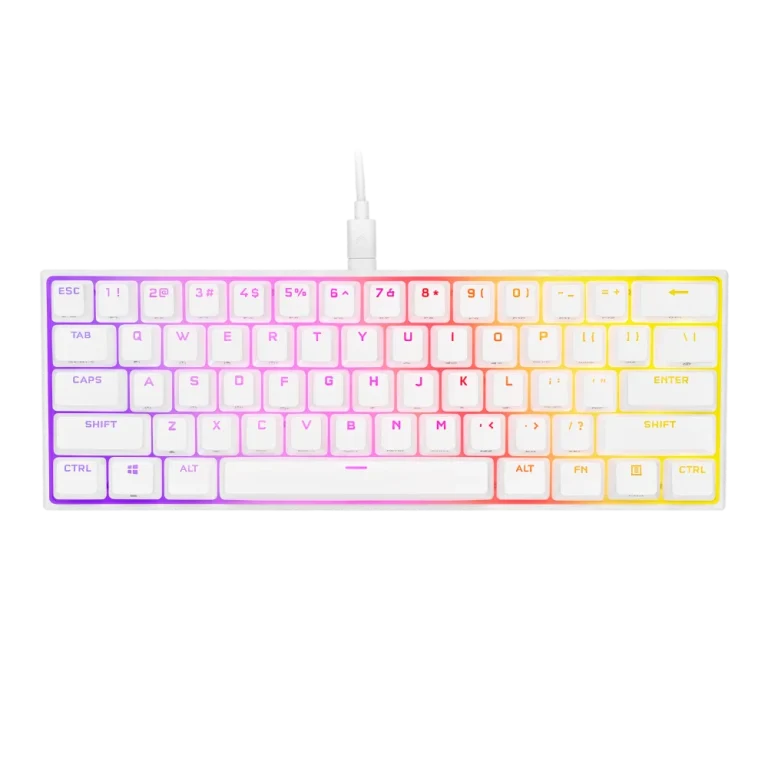 מקלדת מכנית לבנה CORSAIR K65 White RGB MINI 60%
