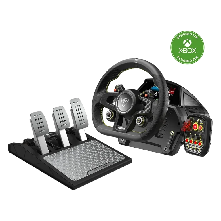 סט הגה ודוושות VelocityOne™ Race – תואם Xbox ו־PC – מבית Turtle Beach