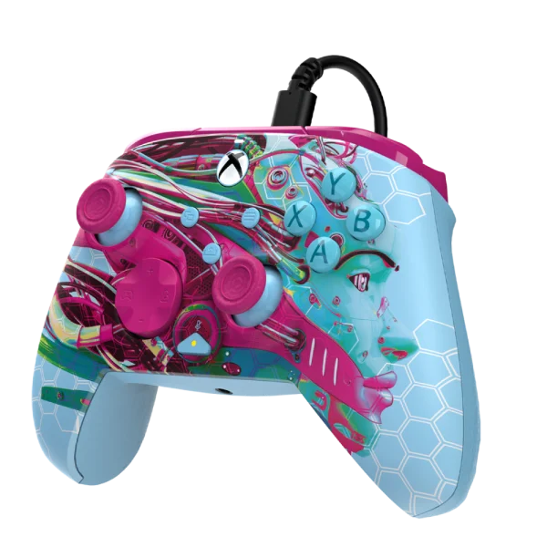 בקר גיימינג חוטי דגם PDP Rematch™ Glow Advanced Wired בצבע תכלת/ורוד מבית Turtle Beach