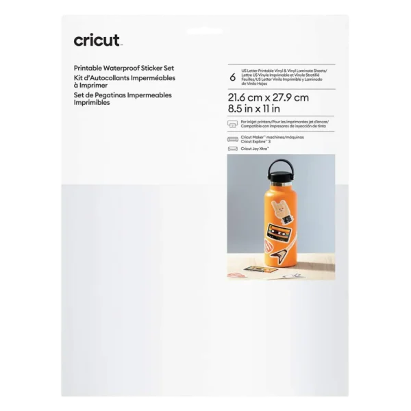 דף מדבקה שקוף עמיד במים מבית CRICUT