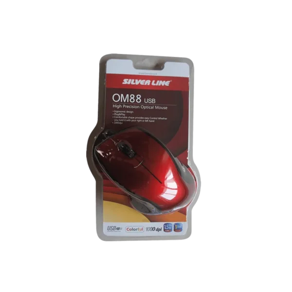 עכבר חוטי Silver Line OM88 USB בצבע אדום