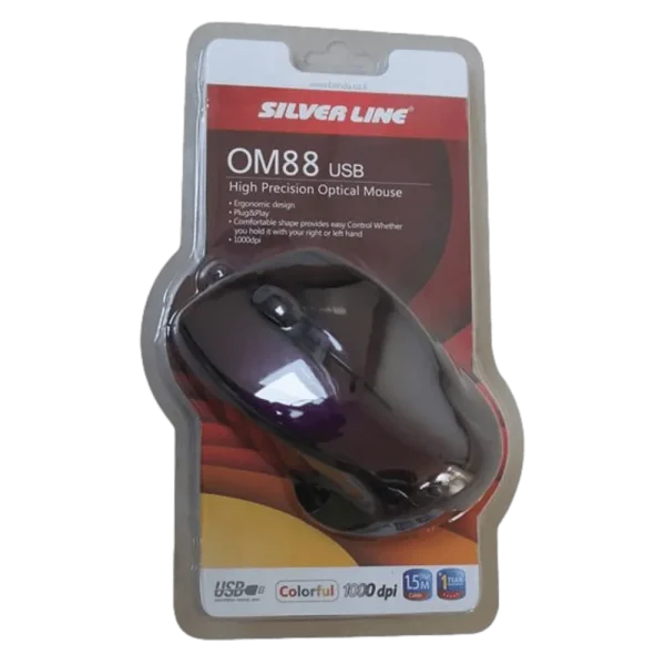 עכבר חוטי Silver Line OM88 USB בצבע סגול