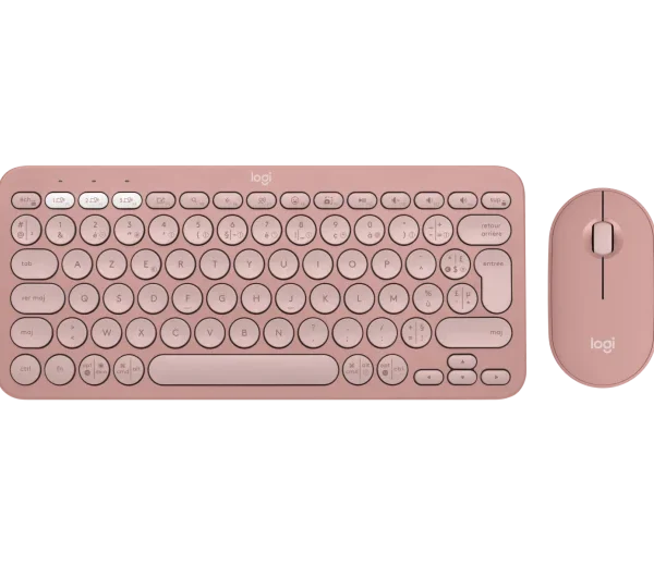 סט מקלדת ועכבר  Logitech PEBBLE 2 COMBO K380S +M350S- צבע ורוד