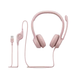 אוזניות עם מיקרופון וחיבור USB Logitech H390 – צבע ורוד