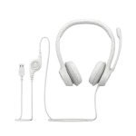 אוזניות עם מיקרופון וחיבור USB Logitech H390 – צבע לבן