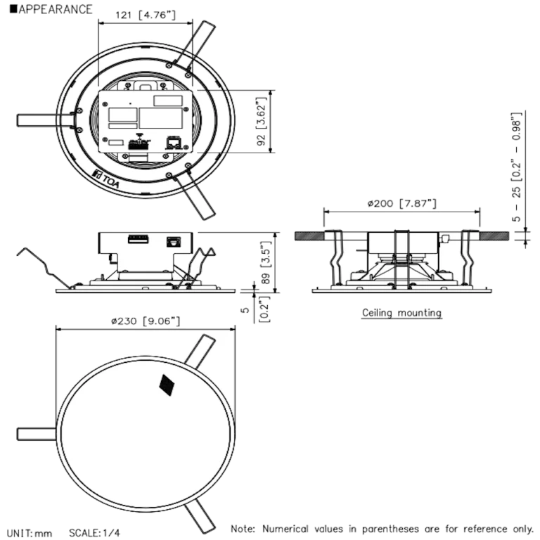 IP-A1PC238 IP Ceiling Speaker מבית TOA