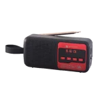 רדיו FM דיגיטלי עם BLUETHOOTH וטעינה סולארית בצבע אדום-שחור