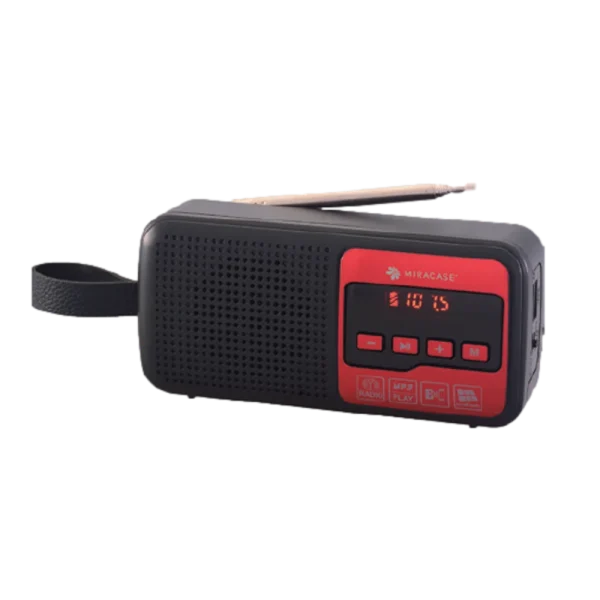 רדיו FM דיגיטלי עם BLUETHOOTH וטעינה סולארית בצבע אדום-שחור