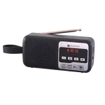 רדיו FM דיגיטלי עם BLUETHOOTH וטעינה סולארית בצבע כסף-שחור