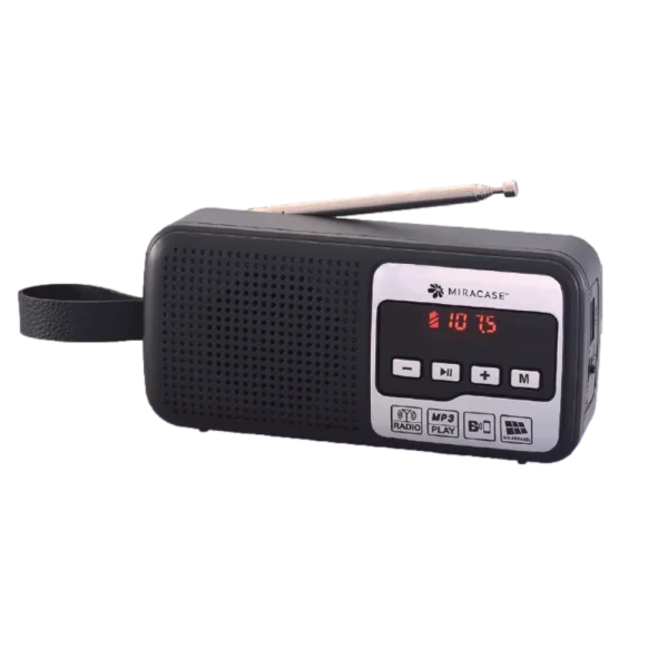 רדיו FM דיגיטלי עם BLUETHOOTH וטעינה סולארית בצבע כסף-שחור
