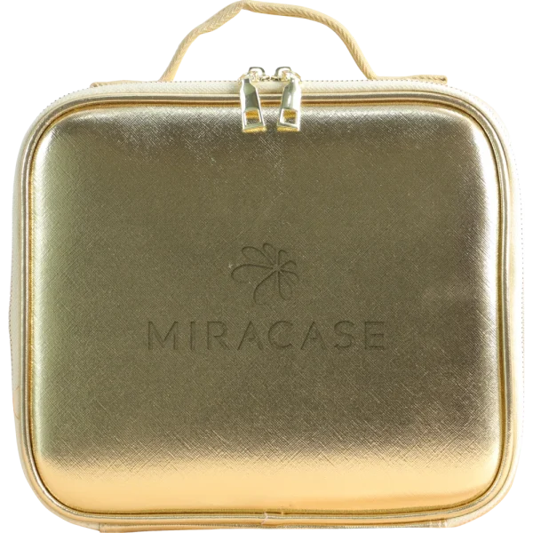 תיק איפור מחולק עם מראה ותאורת לד דגם MCB450 מבית MIRACASE בצבע זהב