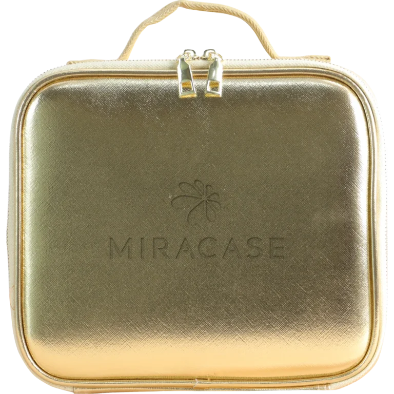 תיק איפור מחולק עם מראה ותאורת לד דגם MCB450 מבית MIRACASE בצבע זהב