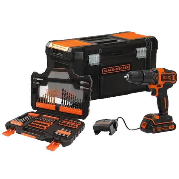 סט מקדחה דופקת / מברגה 18V דגם BDCHD18S1KA-QW מבית BLACK+DECKER