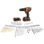 ערכת מקדחת פטיש 18V עם 2 סוללות ו-80 אביזרים מבית BLACK&DECKER