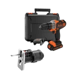 באנדל מקדחה/מברגה MULTIEVO 18V עם ראש מסור אנכי מבית Black+Decker