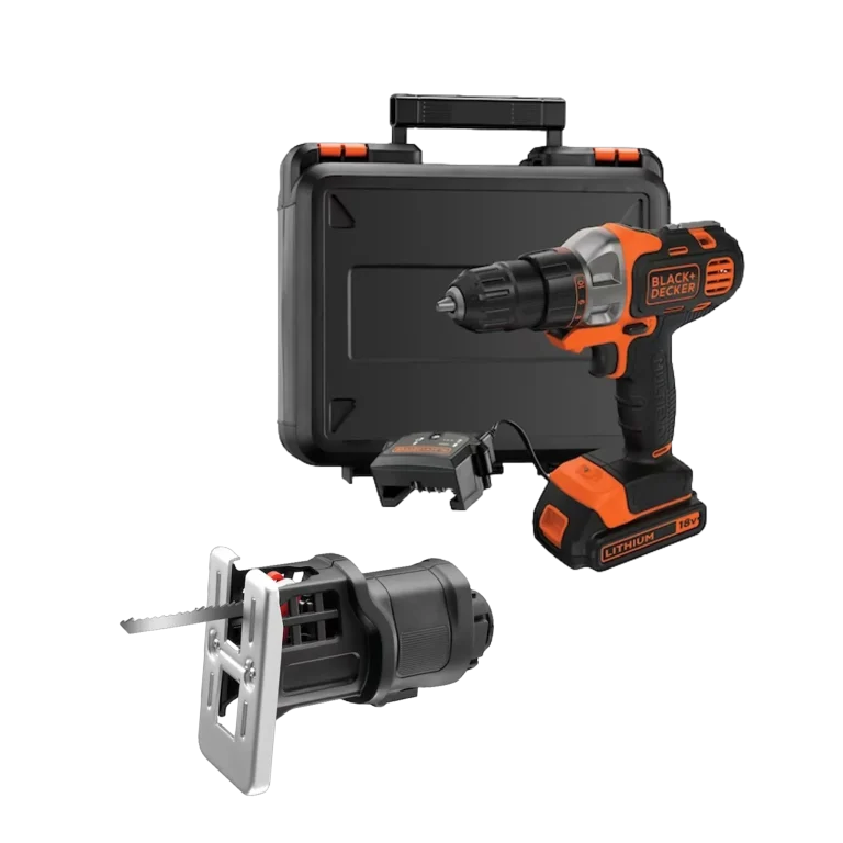 באנדל מקדחה/מברגה MULTIEVO 18V עם ראש מסור אנכי מבית Black+Decker
