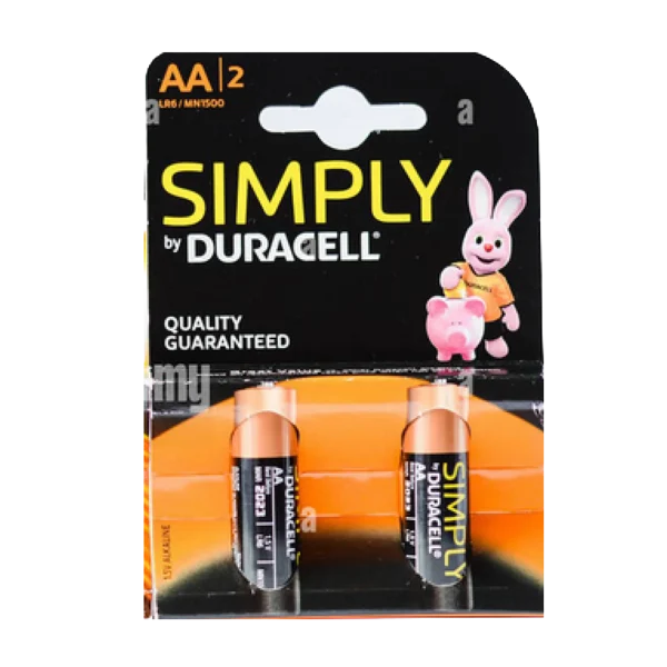 סט 2 סוללות AA אלקליין Duracell Simply