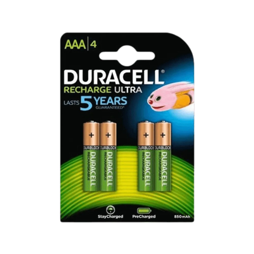 סט 4 סוללות AAA נטענות Duracell סט 4 סוללות AAA נטענות Duracell