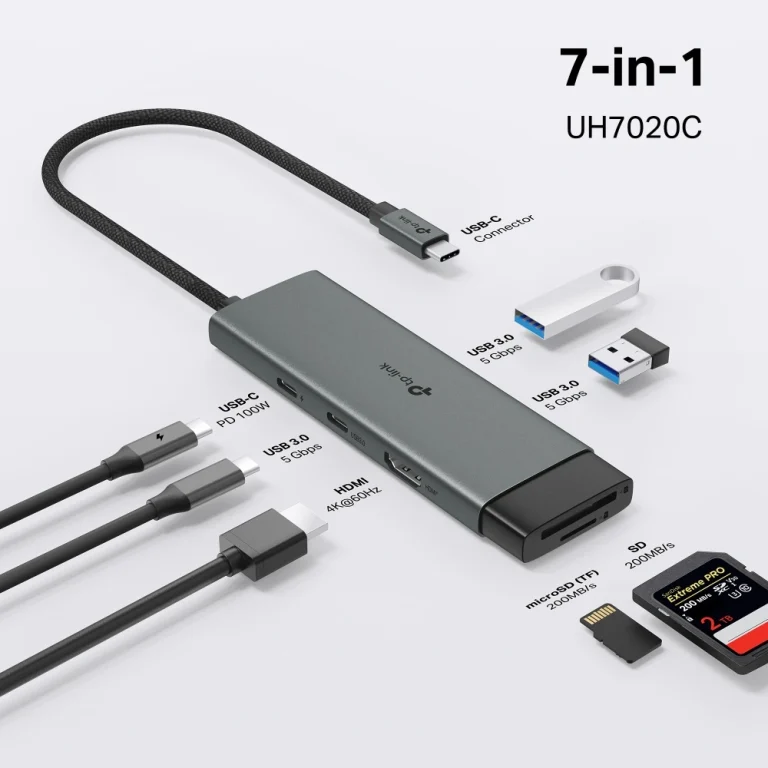 UH7020C USB Type-C 7-in-1 Hub מבית TP-LINK