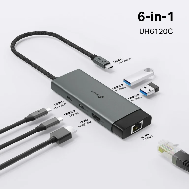 UH6120C USB Type-C 6-in-1 Hub מבית TP-LINK
