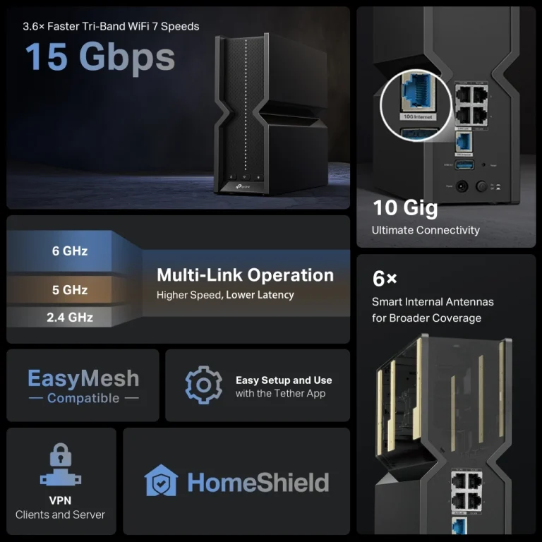 Archer BE700 BE15000 Wi-Fi 7 Router מבית TP-LINK