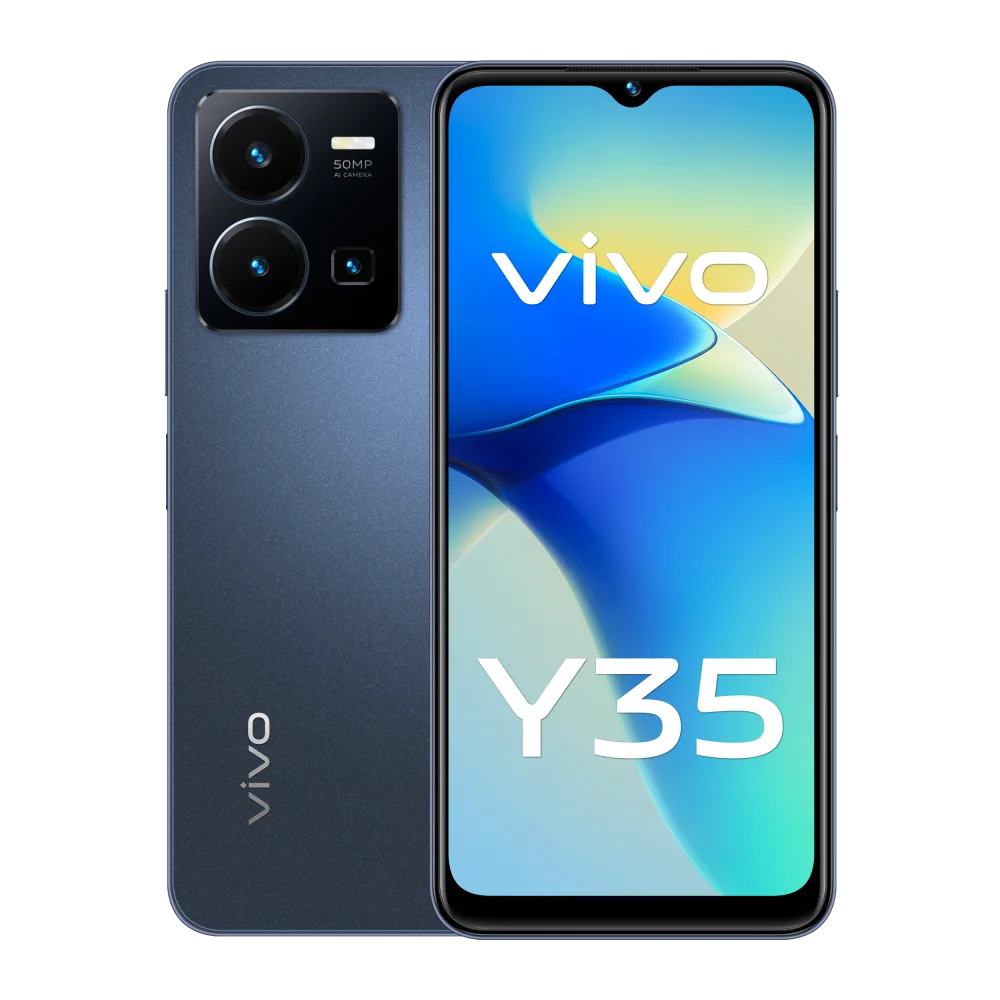 סמארטפון vivo דגם Y35 בצבע כחול כוכבים סמארטפון vivo דגם Y35 בצבע כחול כוכבים