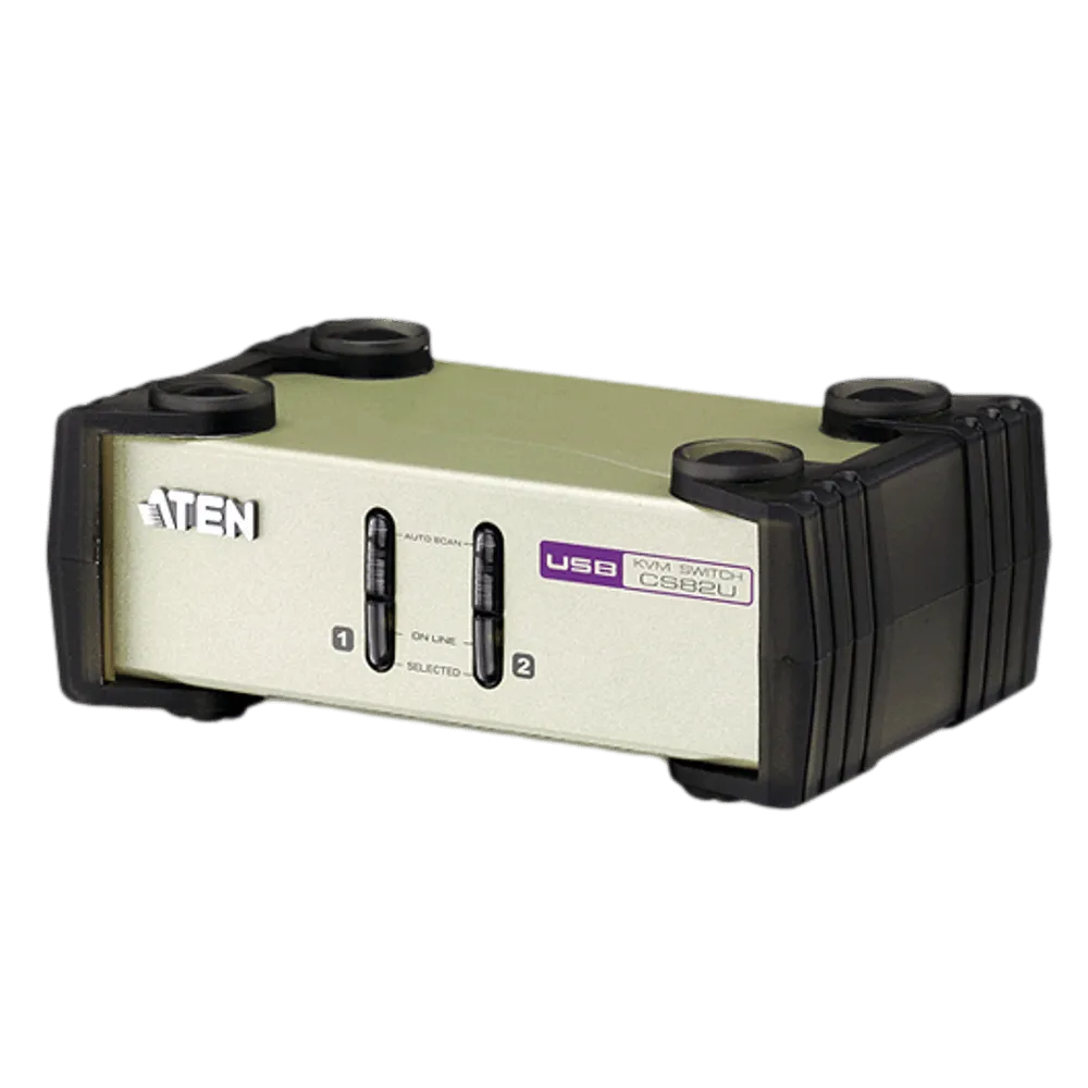 CS82U 2-Port PS/2-USB VGA KVM Switch מבית ATEN