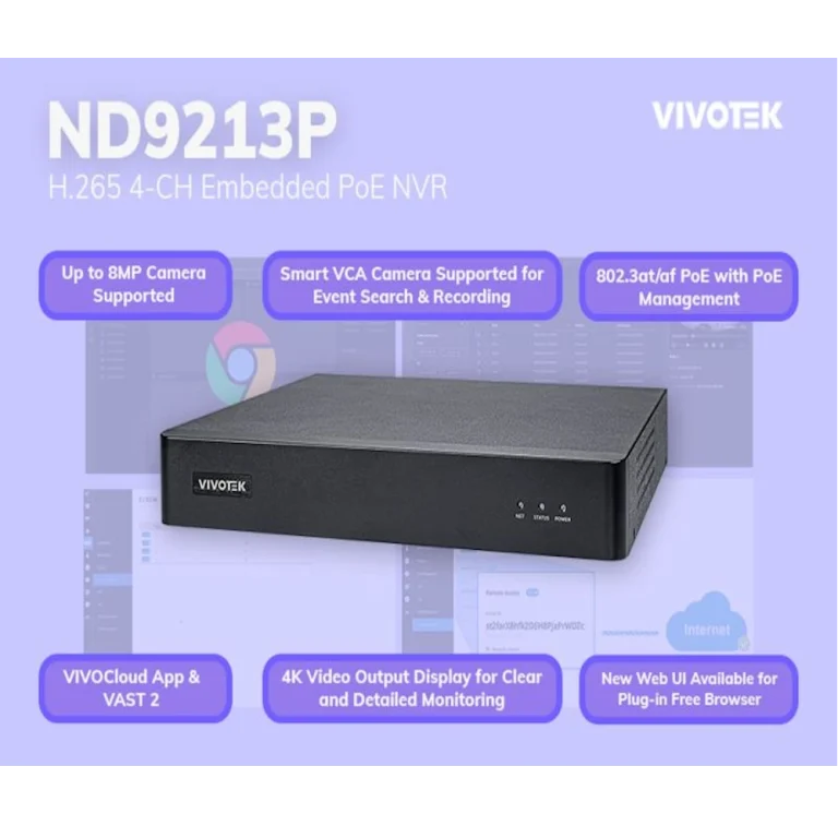 NVR עם ND9213P PoE 4K מבית VIVOTEK